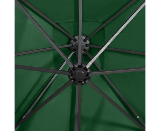 Umbrelă suspendată cu stâlp și led-uri, verde, 250 cm, 2 image