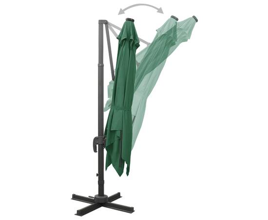 Umbrelă suspendată cu stâlp și led-uri, verde, 300 cm, 6 image