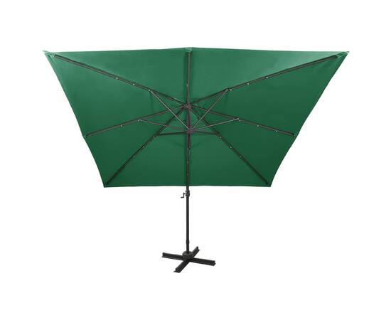 Umbrelă suspendată cu stâlp și led-uri, verde, 300 cm, 5 image