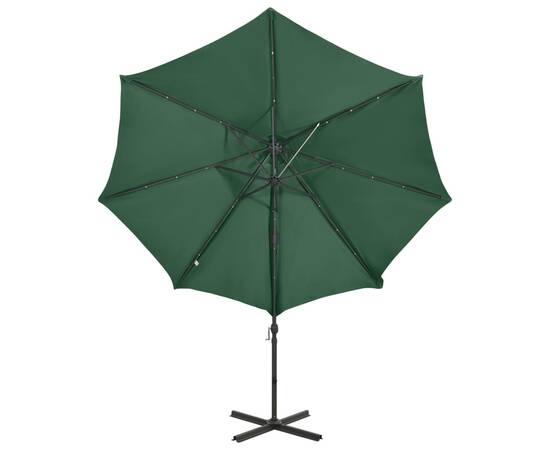 Umbrelă suspendată cu stâlp și led-uri, verde, 300 cm, 5 image