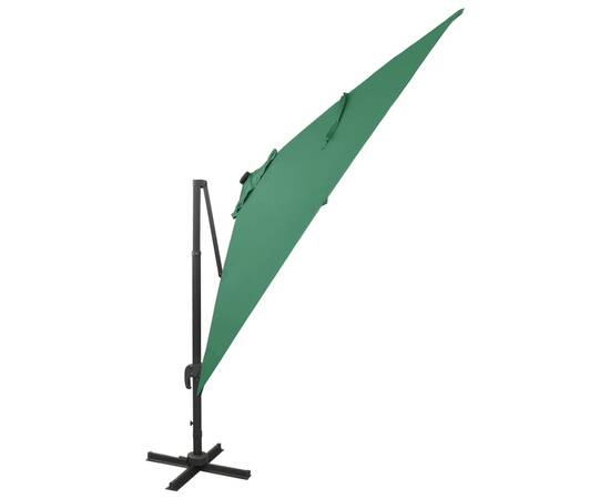 Umbrelă suspendată cu stâlp și led-uri, verde, 300 cm, 3 image