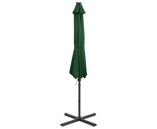 Umbrelă suspendată cu stâlp și led-uri, verde, 300 cm, 6 image