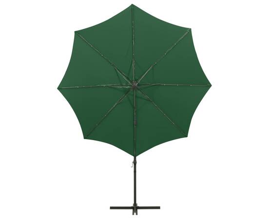 Umbrelă suspendată cu stâlp și led-uri, verde, 300 cm, 7 image