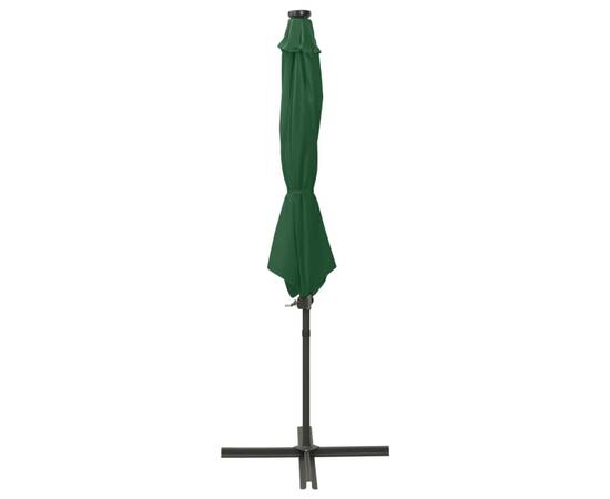 Umbrelă suspendată cu stâlp și led-uri, verde, 300 cm, 3 image