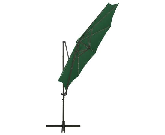 Umbrelă suspendată cu stâlp și led-uri, verde, 300 cm, 8 image