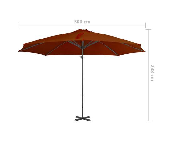 Umbrelă suspendată cu stâlp din aluminiu, cărămiziu, 300 cm, 8 image