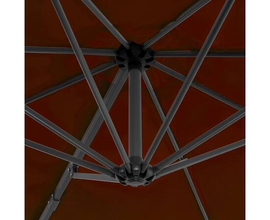 Umbrelă suspendată cu stâlp din aluminiu, cărămiziu, 300 cm, 2 image
