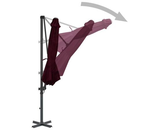 Umbrelă suspendată cu stâlp din aluminiu, roșu, 300 cm, 3 image