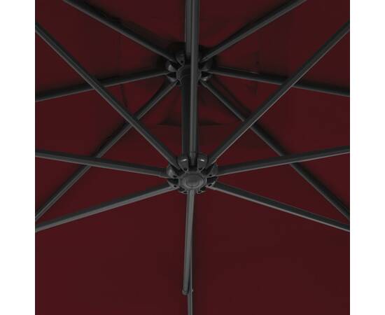 Umbrelă suspendată cu stâlp din oțel, bordo, 250 x 250 cm, 2 image