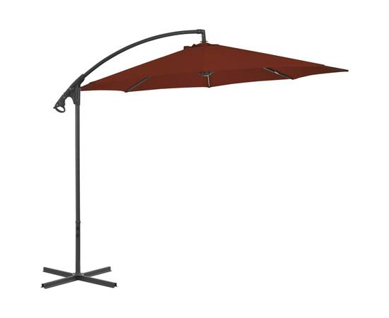 Umbrelă suspendată cu stâlp din oțel, cărămiziu, 300 cm, 3 image