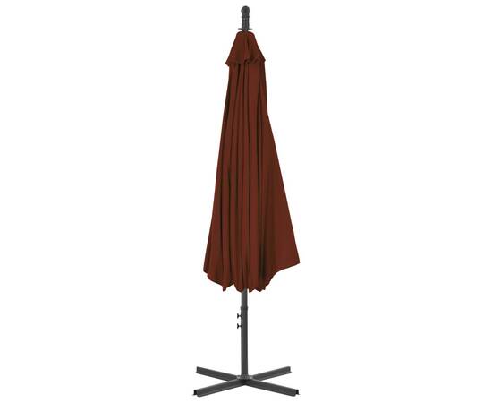 Umbrelă suspendată cu stâlp din oțel, cărămiziu, 300 cm, 4 image