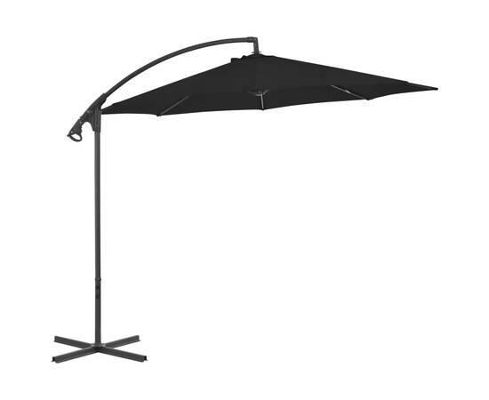 Umbrelă suspendată cu stâlp din oțel, negru, 300 cm, 3 image
