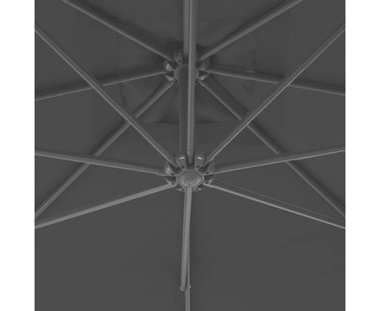 Umbrelă suspendată cu stâlp din oțel, negru, 300 cm, 2 image