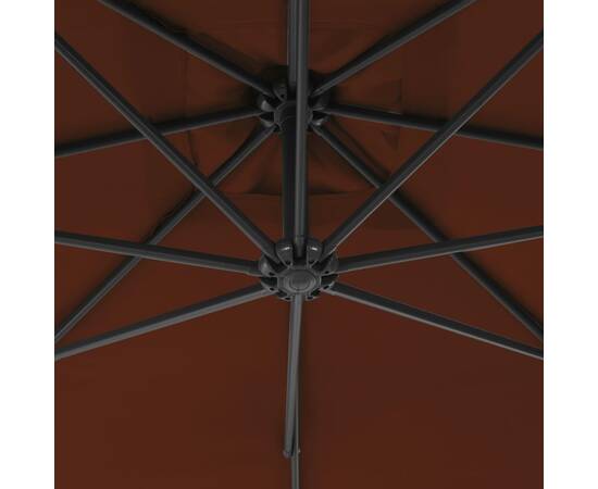 Umbrelă suspendată cu stâlp din oțel, teracota, 250 x 250 cm, 2 image