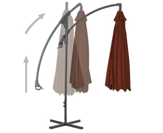 Umbrelă suspendată cu stâlp din oțel, teracota, 250 x 250 cm, 3 image