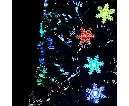 Brad crăciun cu led fulgi de zăpadă, negru 240 cm fibră optică, 6 image
