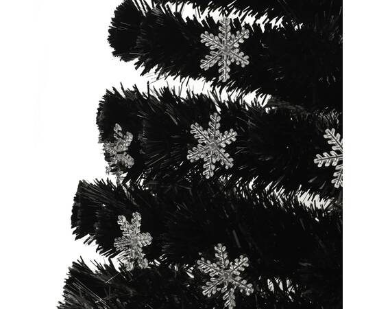 Brad crăciun cu led fulgi de zăpadă, negru 240 cm fibră optică, 5 image