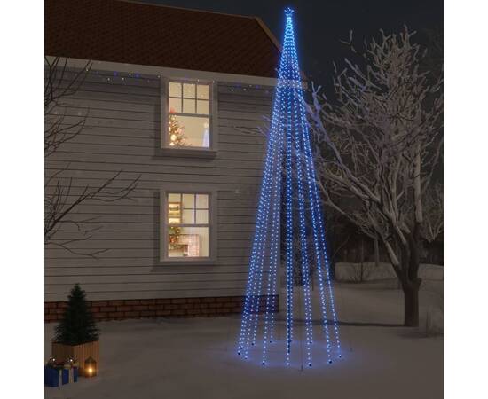 Brad de crăciun, 1134 led-uri, albastru, 800 cm, cu țăruș
