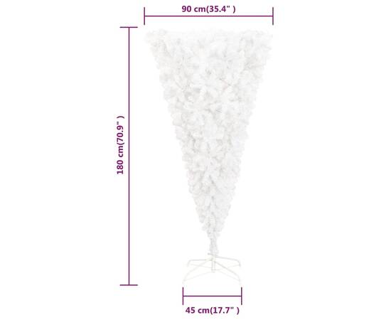 Brad de crăciun artificial inversat, cu suport, alb, 180 cm, 5 image