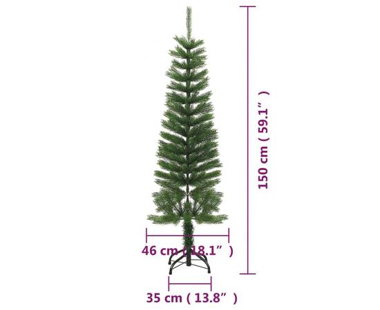 Brad de crăciun artificial subțire cu suport, 150 cm, pe, 7 image