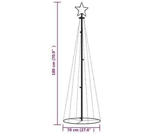 Brad de crăciun conic, 108 led-uri, alb cald, 70x180 cm, 9 image