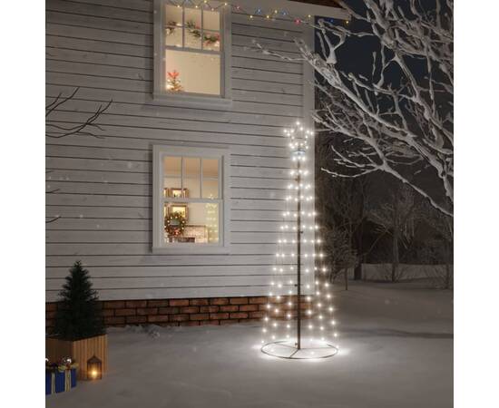 Brad de crăciun conic, 108 led-uri, alb rece, 70x180 cm