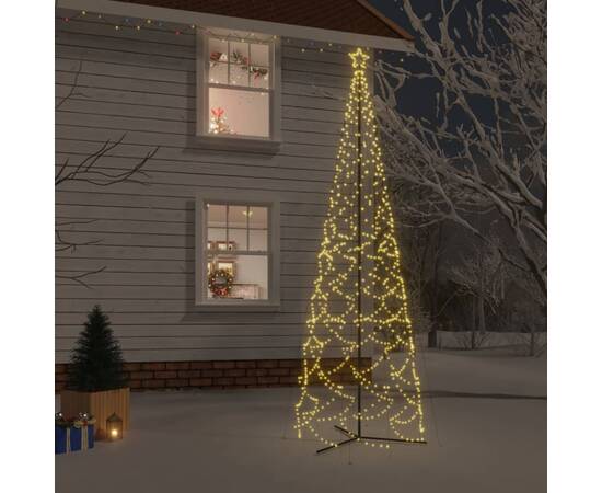 Brad de crăciun conic, 1400 led-uri, alb cald, 160x500 cm