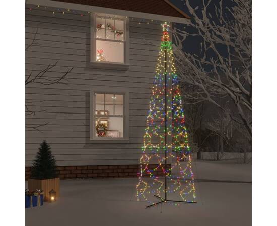 Brad de crăciun conic, 1400 led-uri, multicolor, 160x500 cm