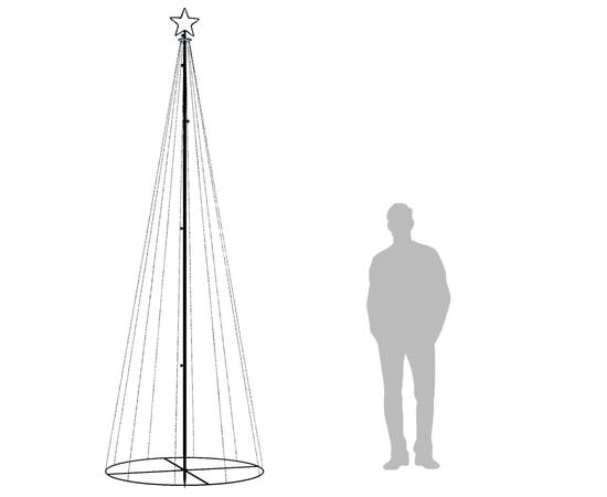 Brad de crăciun conic, 310 led-uri, alb cald, 100x300 cm, 8 image
