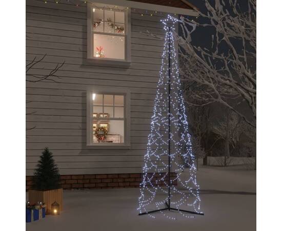 Brad de crăciun conic, 500 led-uri, alb rece, 100x300 cm
