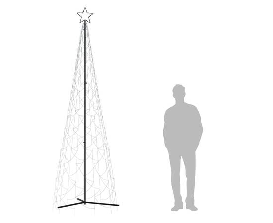 Brad de crăciun conic, 500 led-uri, alb rece, 100x300 cm, 8 image