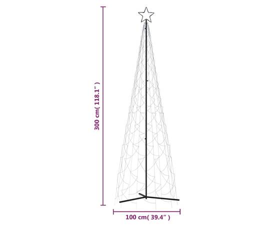 Brad de crăciun conic, 500 led-uri, albastru, 100x300 cm, 9 image