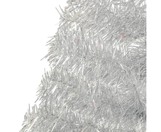 Jumătate brad de crăciun cu suport, argintiu, 120 cm, pvc, 6 image