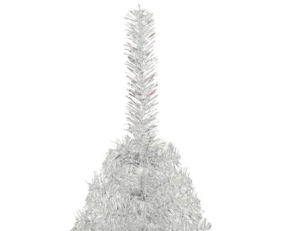 Jumătate brad de crăciun cu suport, argintiu, 120 cm, pvc, 5 image