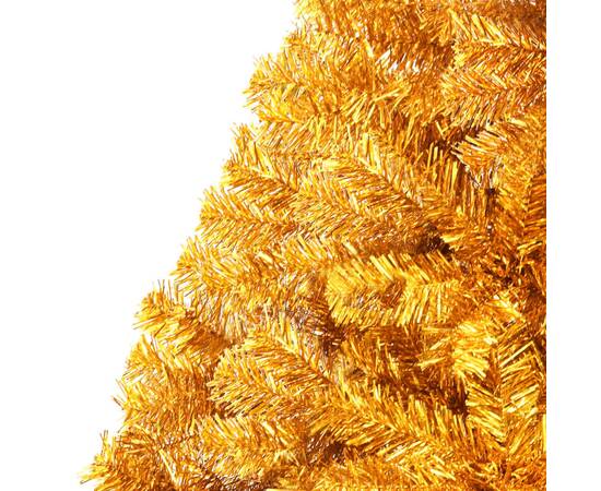 Jumătate brad de crăciun cu suport, auriu, 150 cm, pvc, 7 image