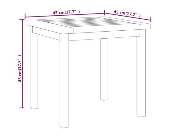 Masă laterală, 45x45x45 cm, lemn masiv de tec, 5 image