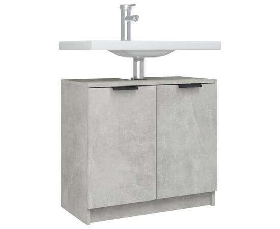 Dulap de baie, gri beton, 64,5x33,5x59 cm, lemn compozit, 5 image
