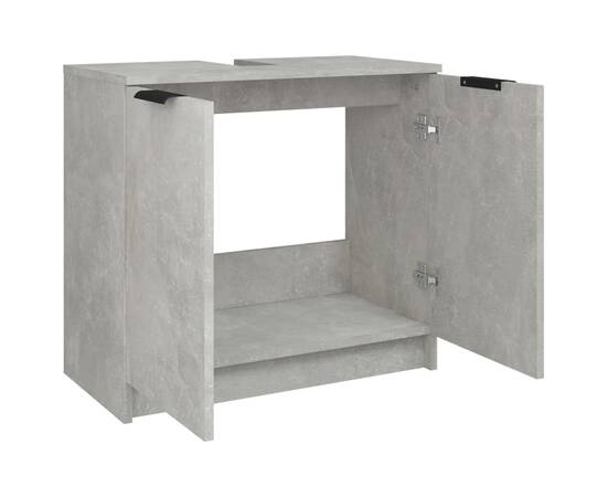 Dulap de baie, gri beton, 64,5x33,5x59 cm, lemn compozit, 9 image