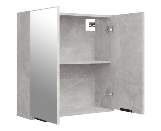 Dulap de baie cu oglindă, gri beton, 64x20x67 cm, 9 image