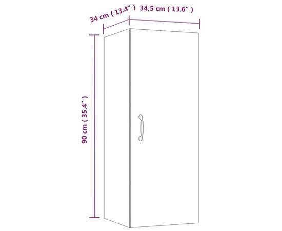 Dulap de perete suspendat, alb, 34,5x34x90 cm, lemn compozit, 11 image
