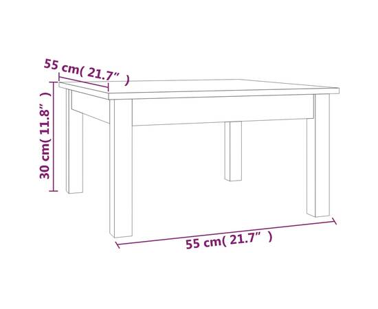 Măsuță de cafea, 55x55x30 cm, lemn masiv de pin, 7 image