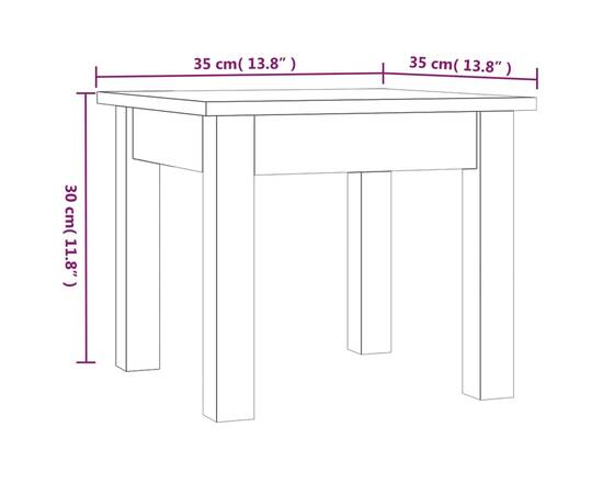 Măsuță de cafea, alb, 35x35x30 cm, lemn masiv de pin, 7 image