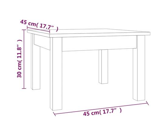 Măsuță de cafea, maro miere, 45x45x30 cm, lemn masiv de pin, 7 image