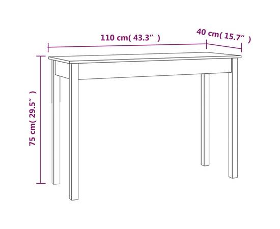 Masă consolă, 110x40x75 cm, lemn masiv de pin, 8 image