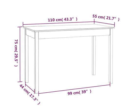 Masă de sufragerie, 110x55x75 cm, lemn masiv de pin, 8 image