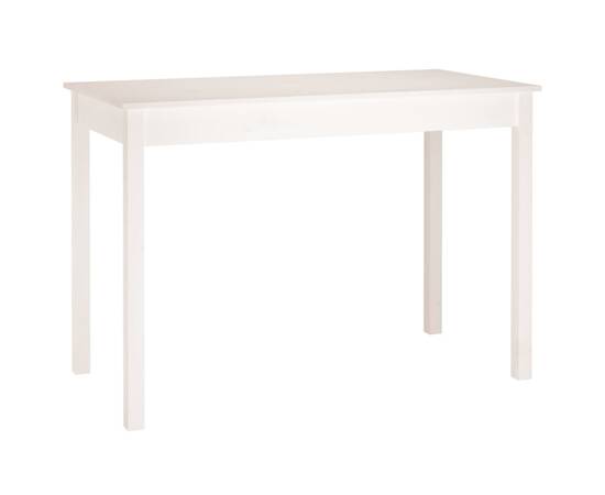 Masă de sufragerie, alb, 110x55x75 cm, lemn masiv de pin, 2 image
