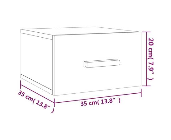 Noptiere de perete, 2 buc., alb, 35x35x20 cm, 10 image