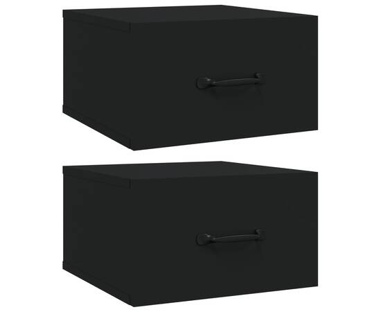 Noptiere de perete, 2 buc., negru, 35x35x20 cm, 2 image