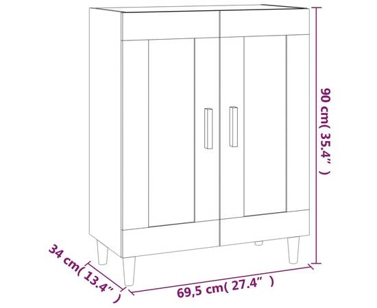 Servantă, alb, 69,5x34x90 cm, lemn compozit, 9 image