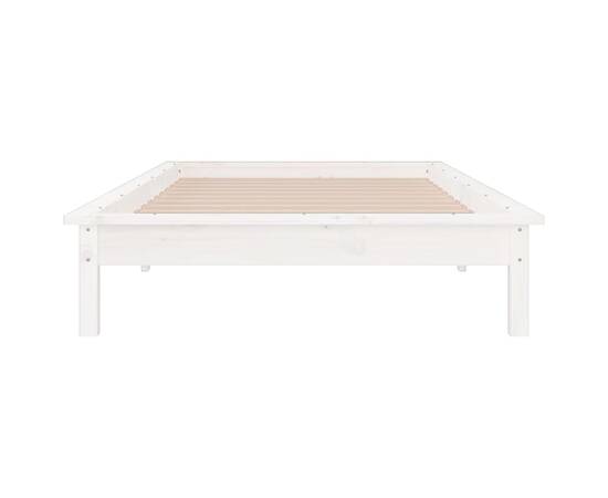 Cadru de pat cu led, alb, 100x200 cm, lemn masiv, 7 image